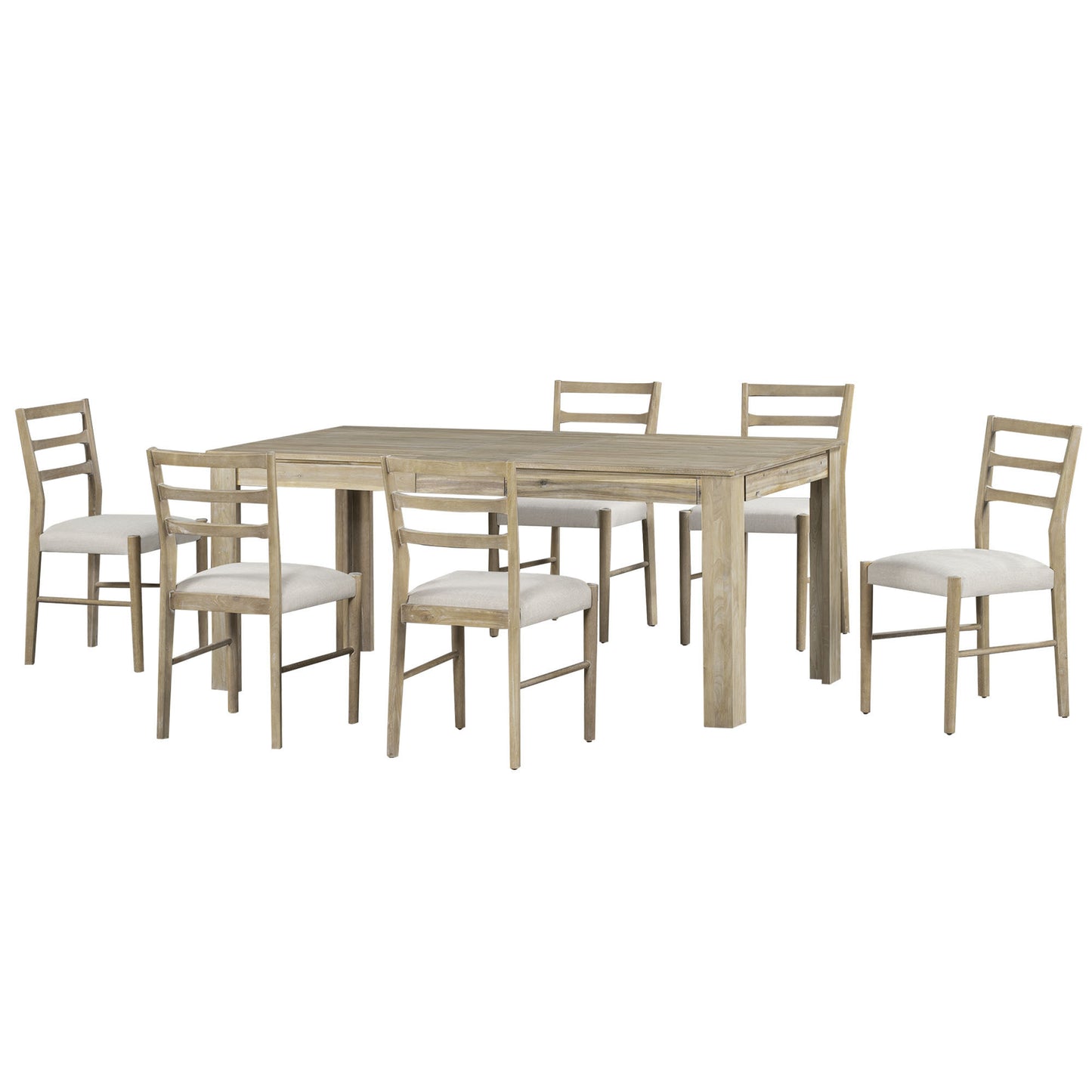 Viola 7pc Dining Set Extendable Table 6x Side Chairs - Natural