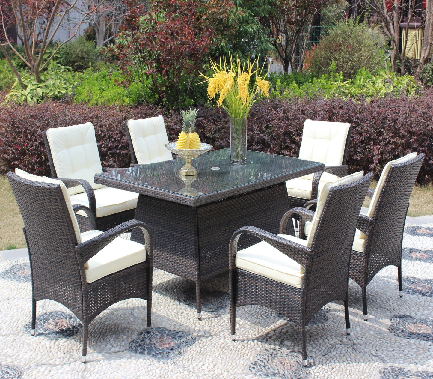 Lugo 7 Pc Patio Rectangular Dining Set