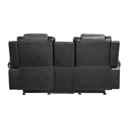 Lozano Loveseat Dual Glider Reclining with Center Console - Dark Gray+Light Gray