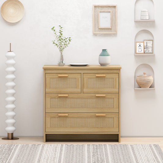 Tero 4 Drawers Rattan Cabinet - Natural