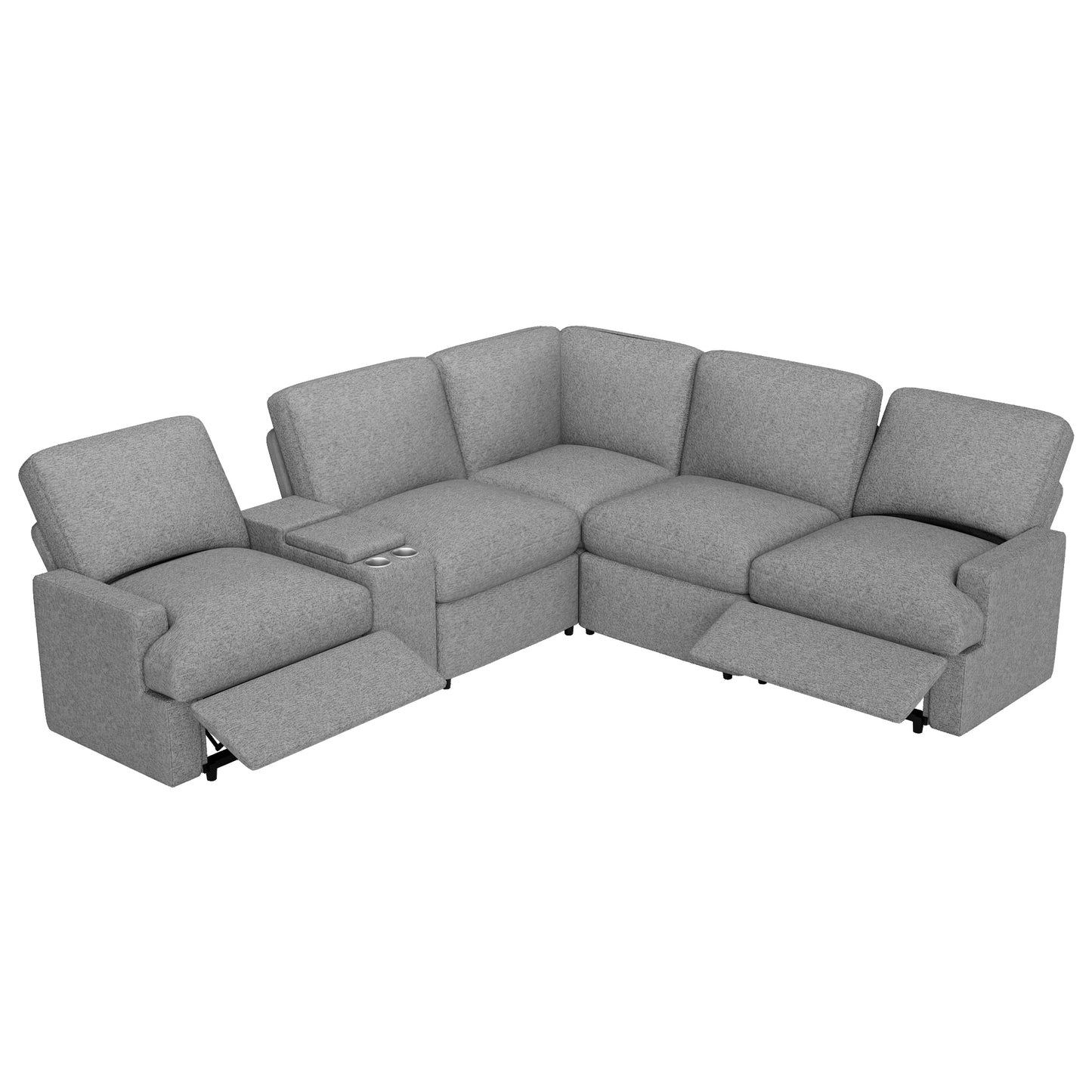 Emil Power Recliner Sofa Sectional with Storage - Grey