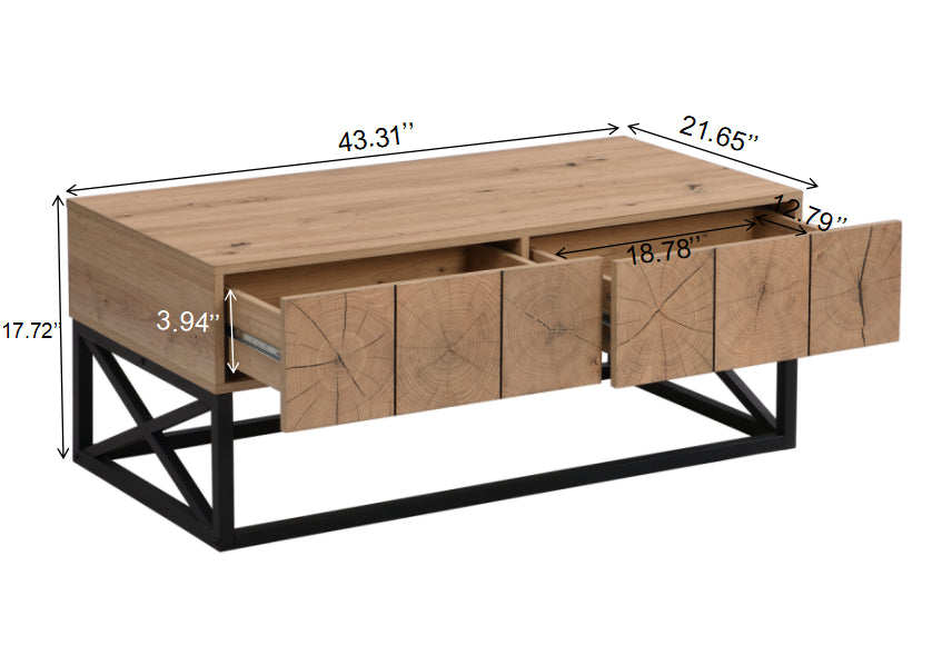 Industrial Coffee Table With Two Drawers