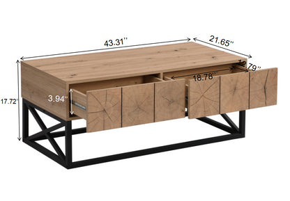 Industrial Coffee Table With Two Drawers