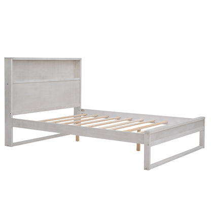 Mora Full Size Platform Bed Frame with Storage - White