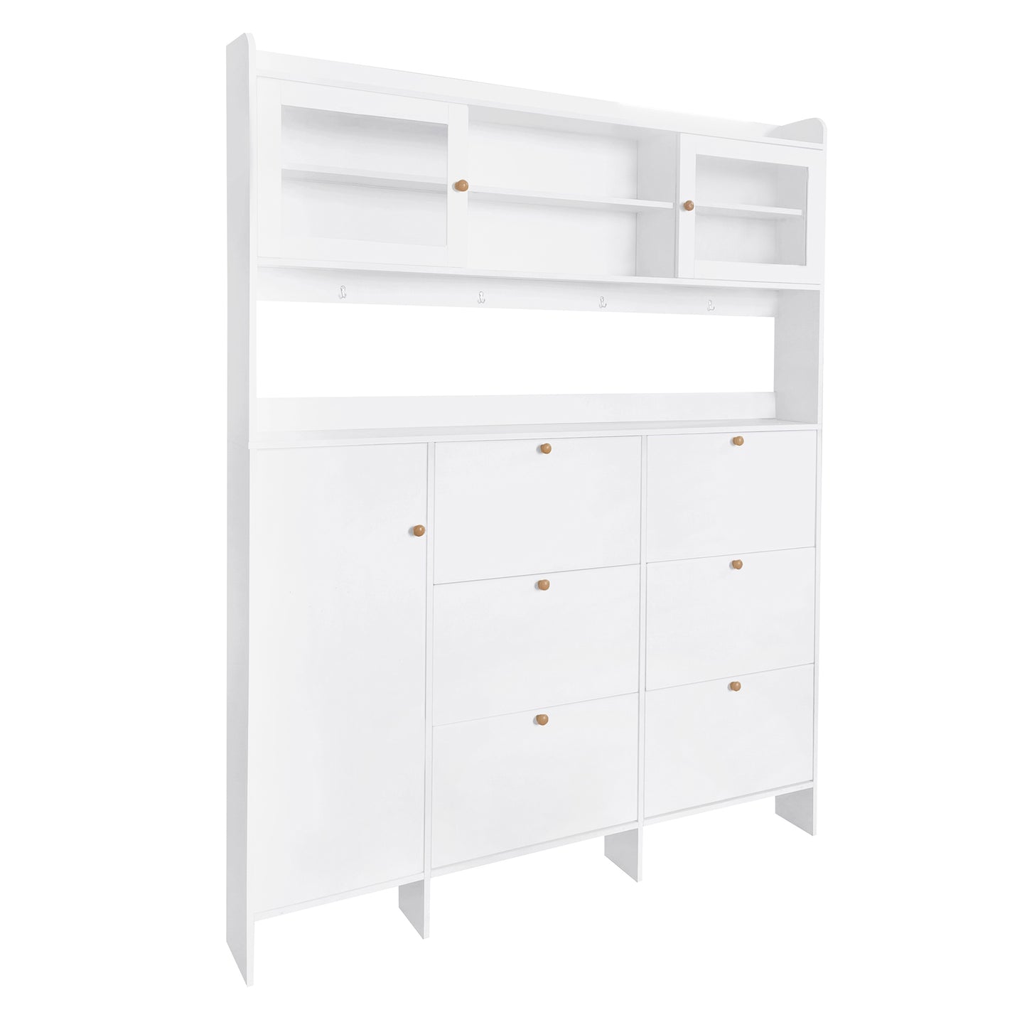 Felix II Multifunctional Shoe Cabinet with Open Storage Platform - White