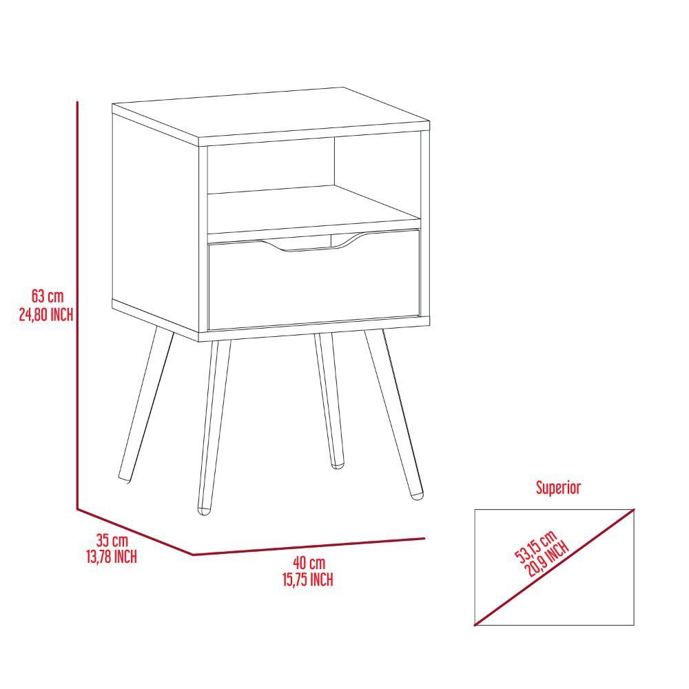 Otom Nightstand - White/Light Oak