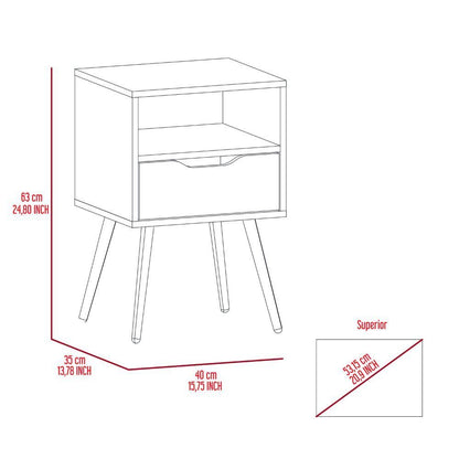 Otom Nightstand - White/Light Oak