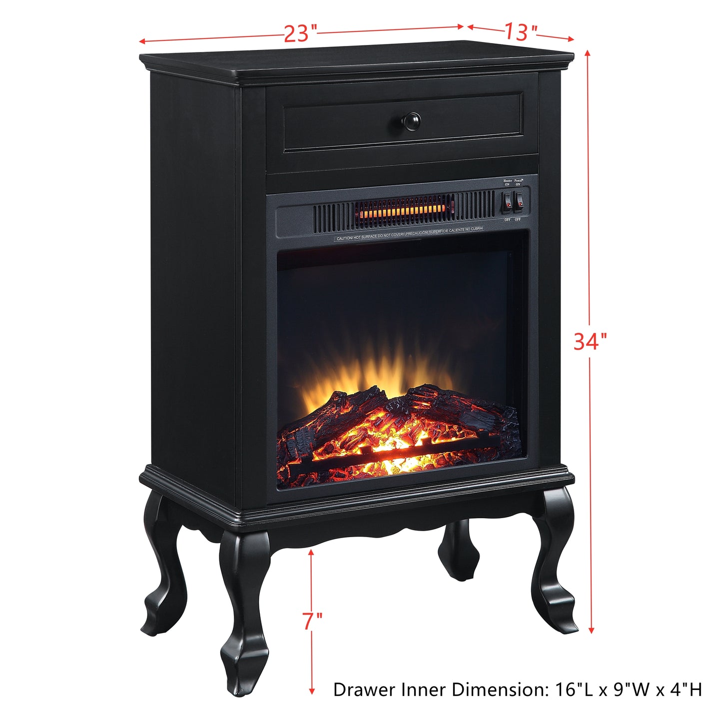 Adam Electric Fireplace - Black