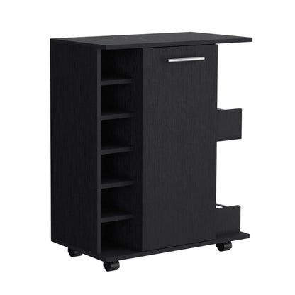 Finn Bar Cabinet With Wheels - Black