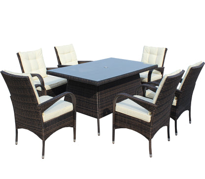 Lugo 7 Pc Patio Rectangular Dining Set