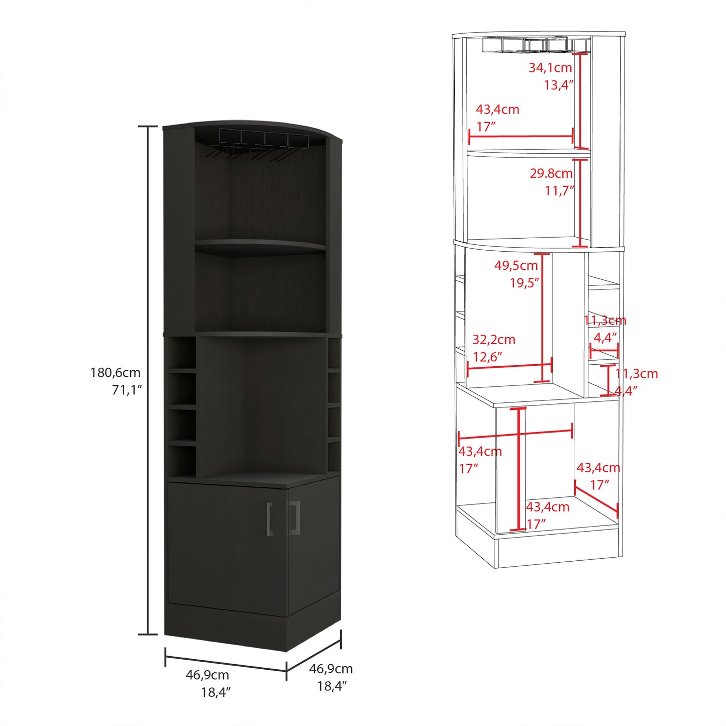 Atanasio Corner Bar Cabinet - Black