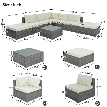 Macon 8 Pc Outdoor Patio Furniture Set - Beige