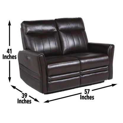 Logan Top-Grain Leather Motion Loveseat - Brown