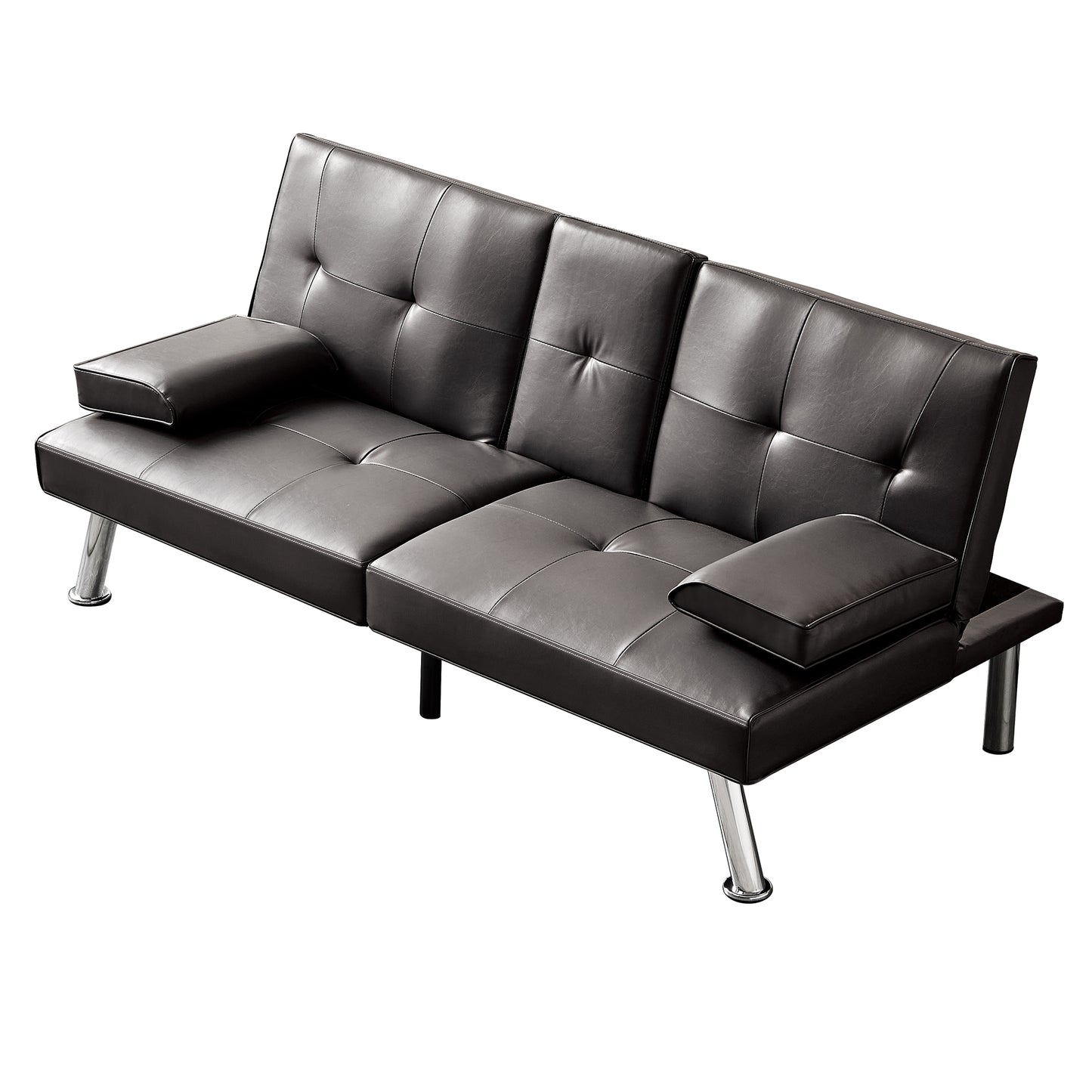 Jax Convertible Faux Leather Sofa Bed  - Brown