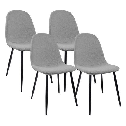 Ona II Fabric Dining Chairs with Black Metal Leg (Set of 2) - Light Gray