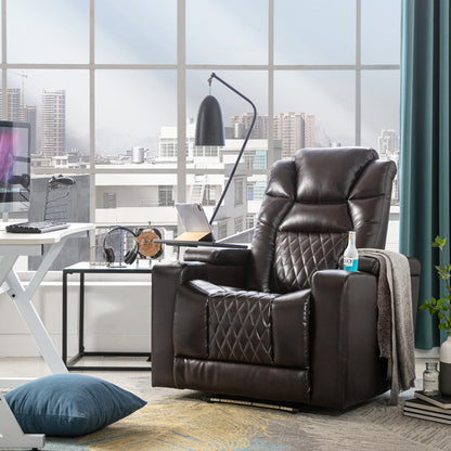 Nap Station Motion Recliner with 360° Swivel Tray Table  - Brown