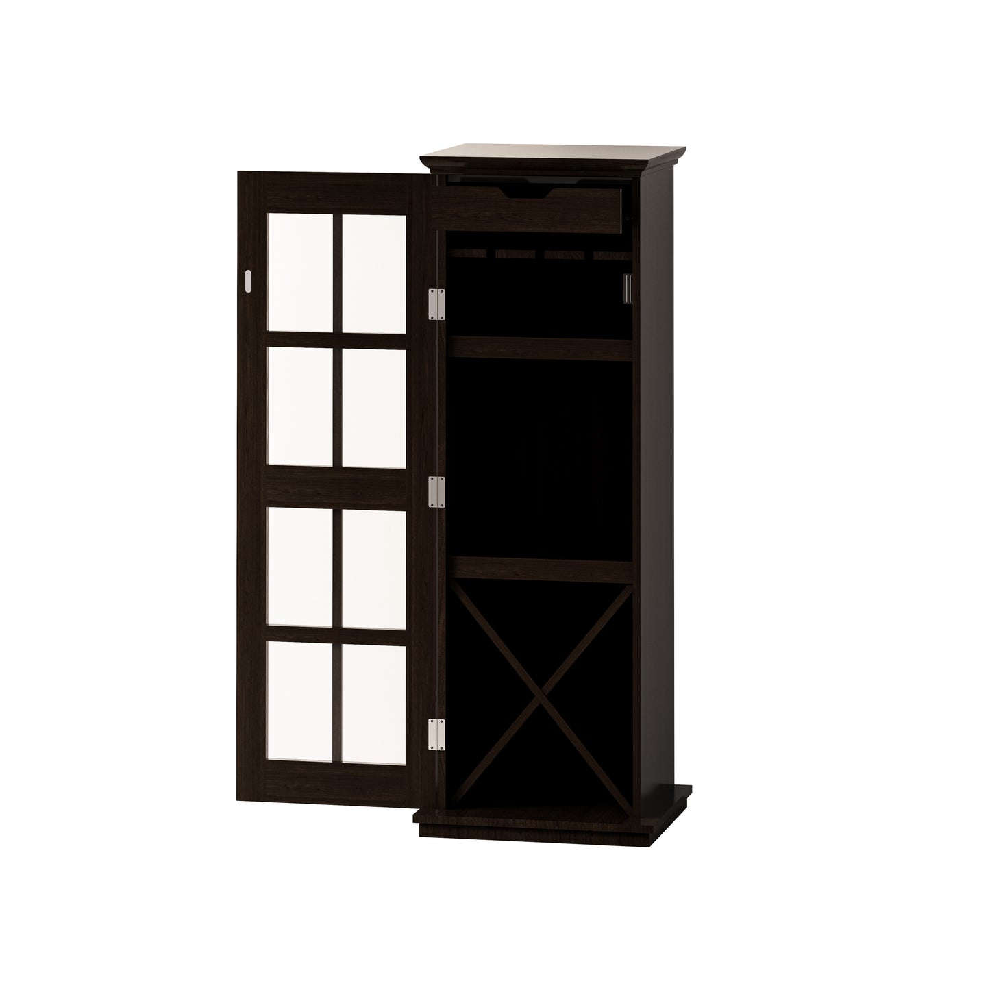 Quintero Glass Door Wine Cabinet  - Brown