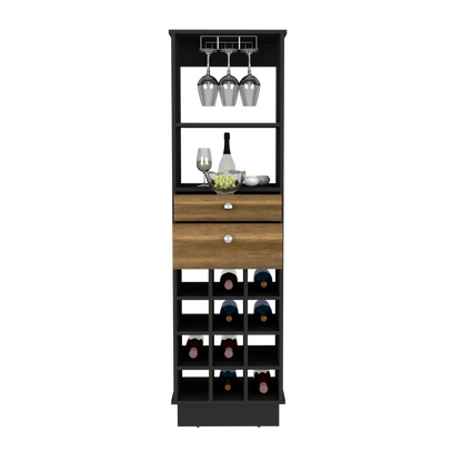 Bureck Bar Cabinet - Black/Walnut