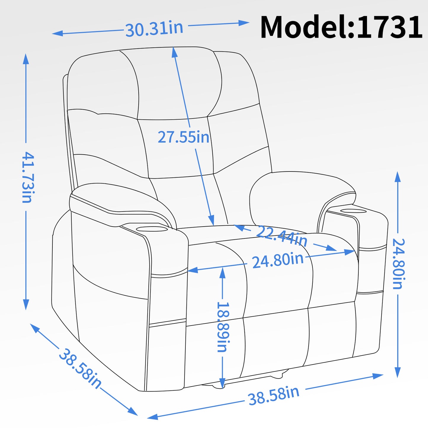 Okin II Power Lift Fabric Recliner Chair with Massage & Heat - Grey