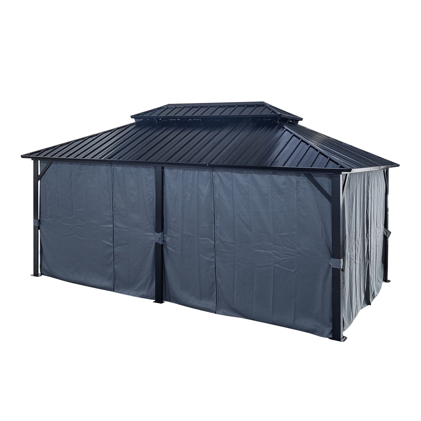 Afix 12 X 18 ft  Permanent Hardtop Gazebo Canopy - Black