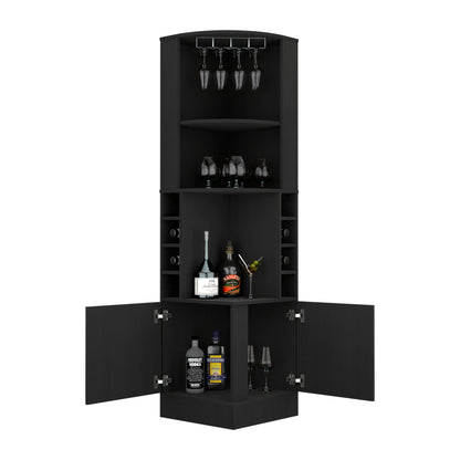 Jamesport 4-Bottle 2-Shelf Bar Cabinet - Black