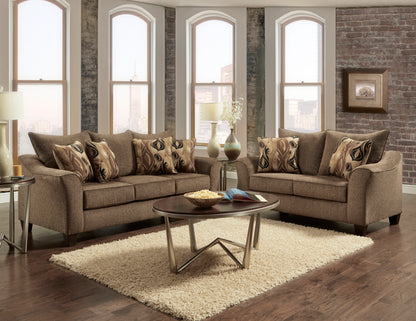 Camero Fabric Pillowback Loveseat - Brown