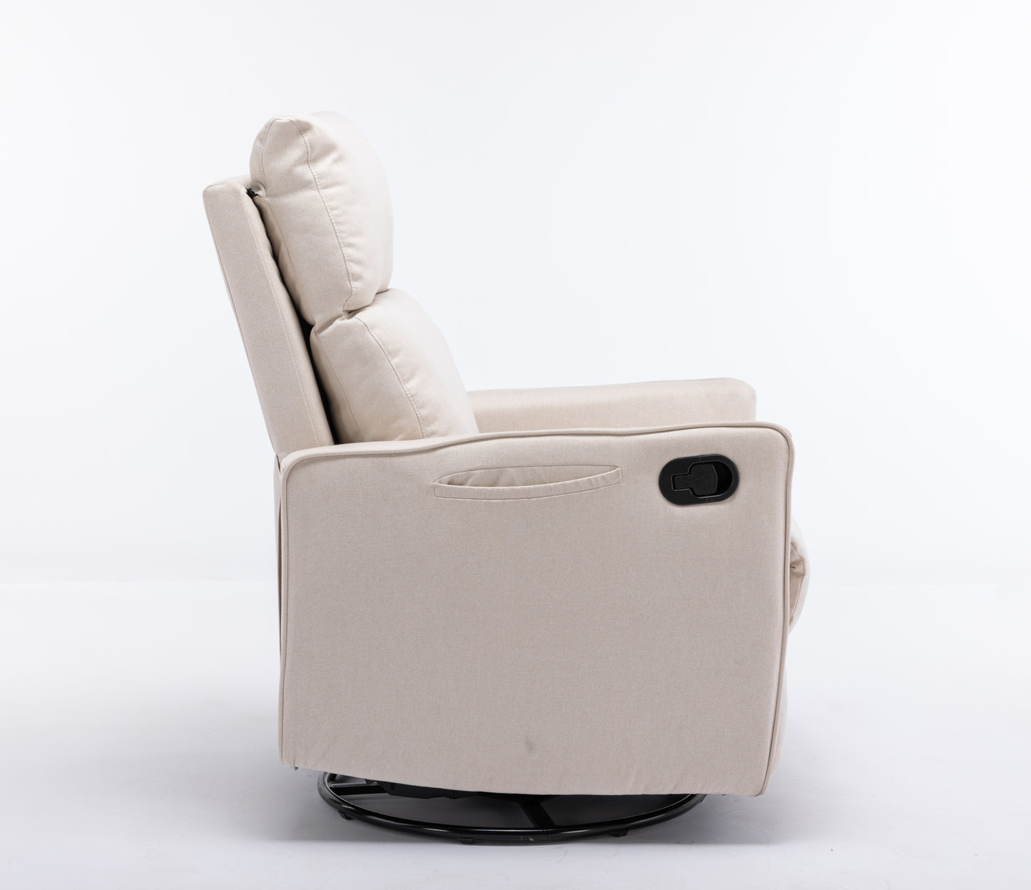 Cotton Linen Fabric Swivel Rocking Chair - Beige