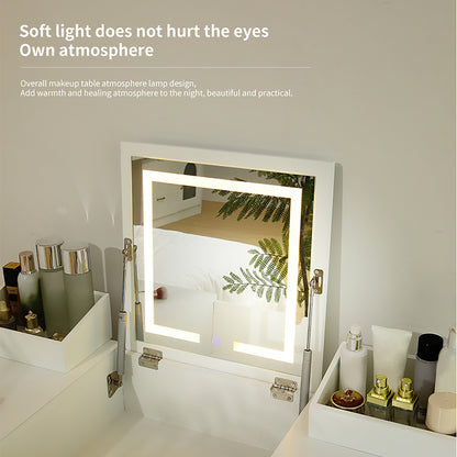 Toya II Vanity Desk Set with LED Lighted Mirror