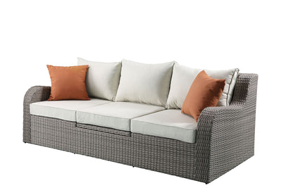 Salena Patio Sectional & 2 Ottomans (2 Pillows) - Beige