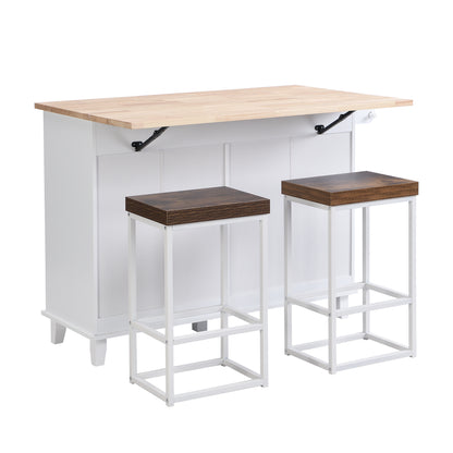 TOPMAX  Kitchen Island Set with 2 Seatings - White