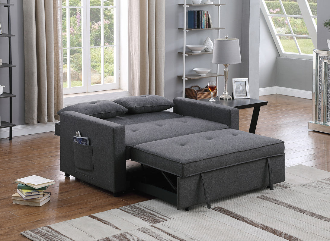 Zoey Linen Convertible Sleeper Loveseat - Dark Gray