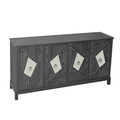 Dox 4-Door Cabinet with Mirrored Decorative - Gray