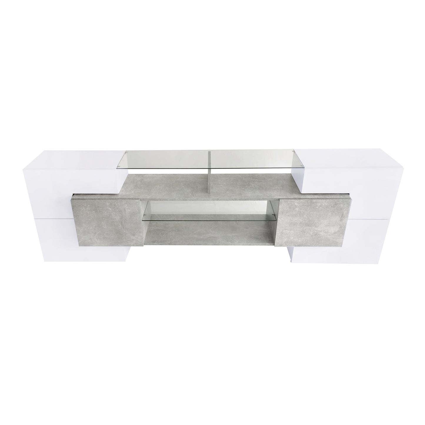 Trax TV Stand with 2 Illuminated Glass Shelves - Grey