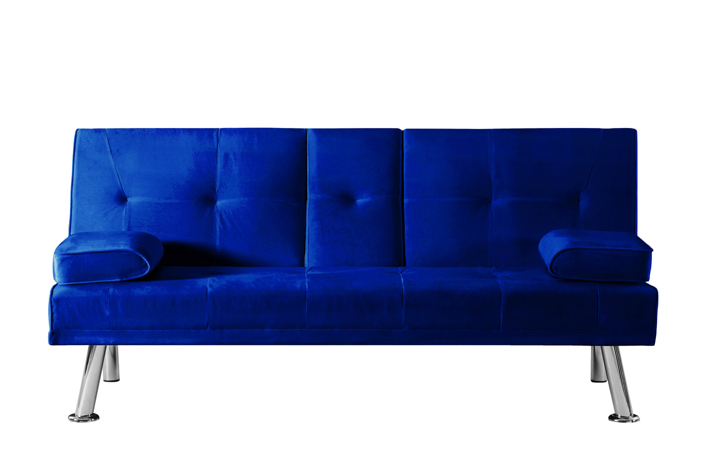 Devo Velvet Upholstered  Convertible Folding Futon Sofa Bed - Blue