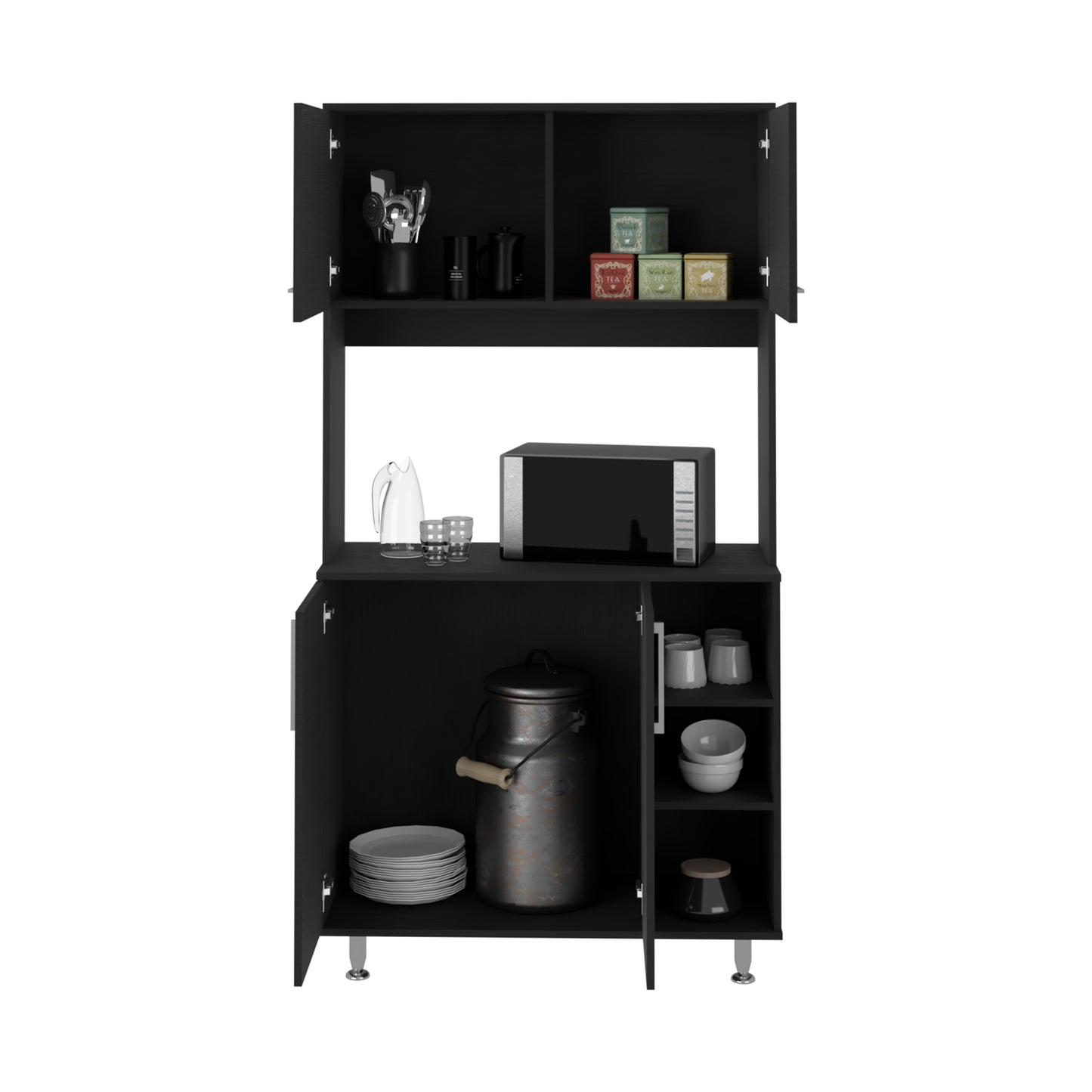 Alva Double Door Kitchen Cabinet - Black