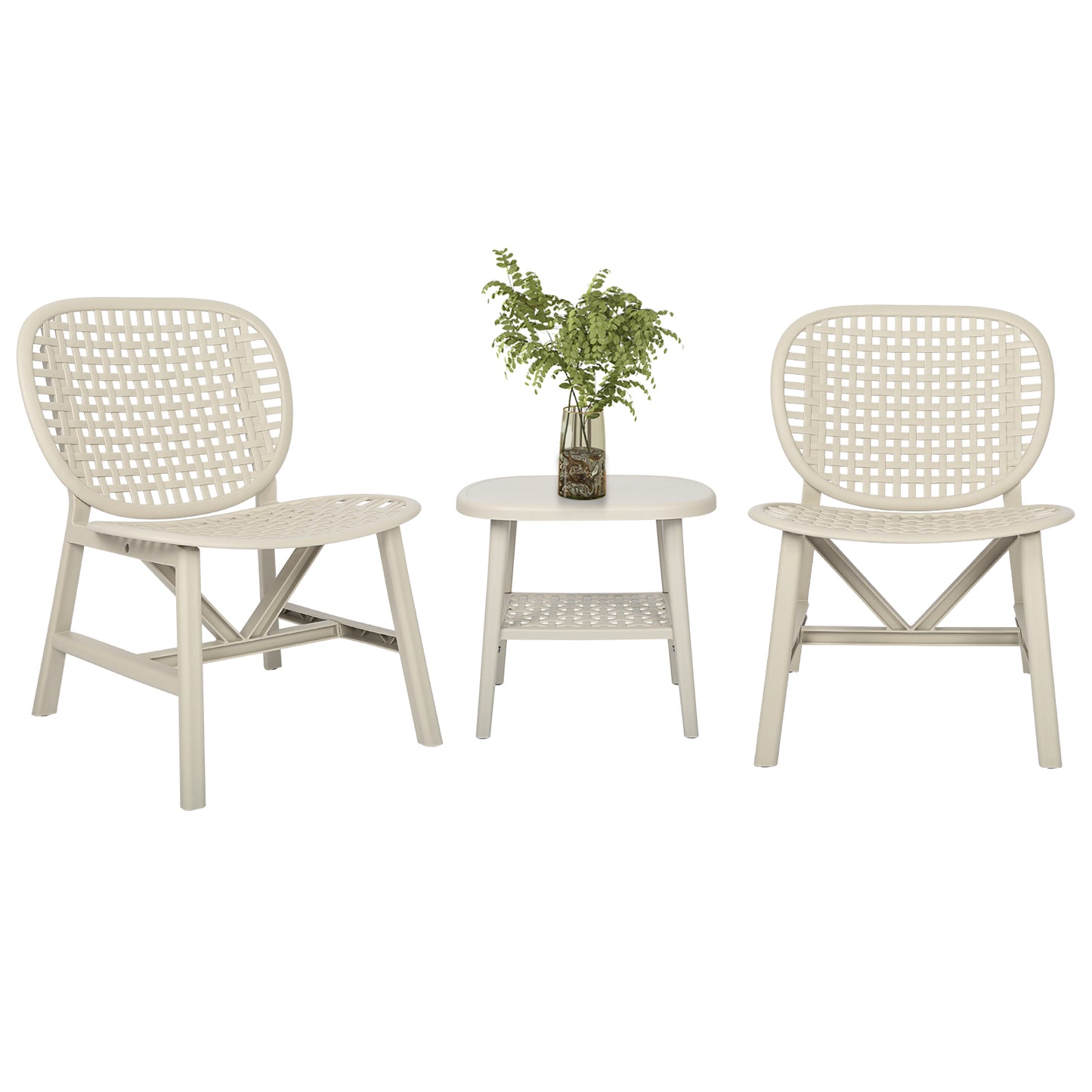 Toccara  3 Pc Retro Patio Table Chair Set - White