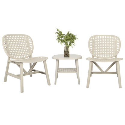 Toccara  3 Pc Retro Patio Table Chair Set - White