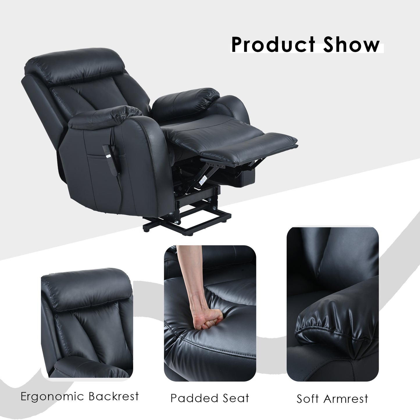 Rios PU Lift Chair Recliner - Black