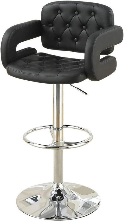 Elegant Armrest Tufted Leather Swivel Barstool  - White