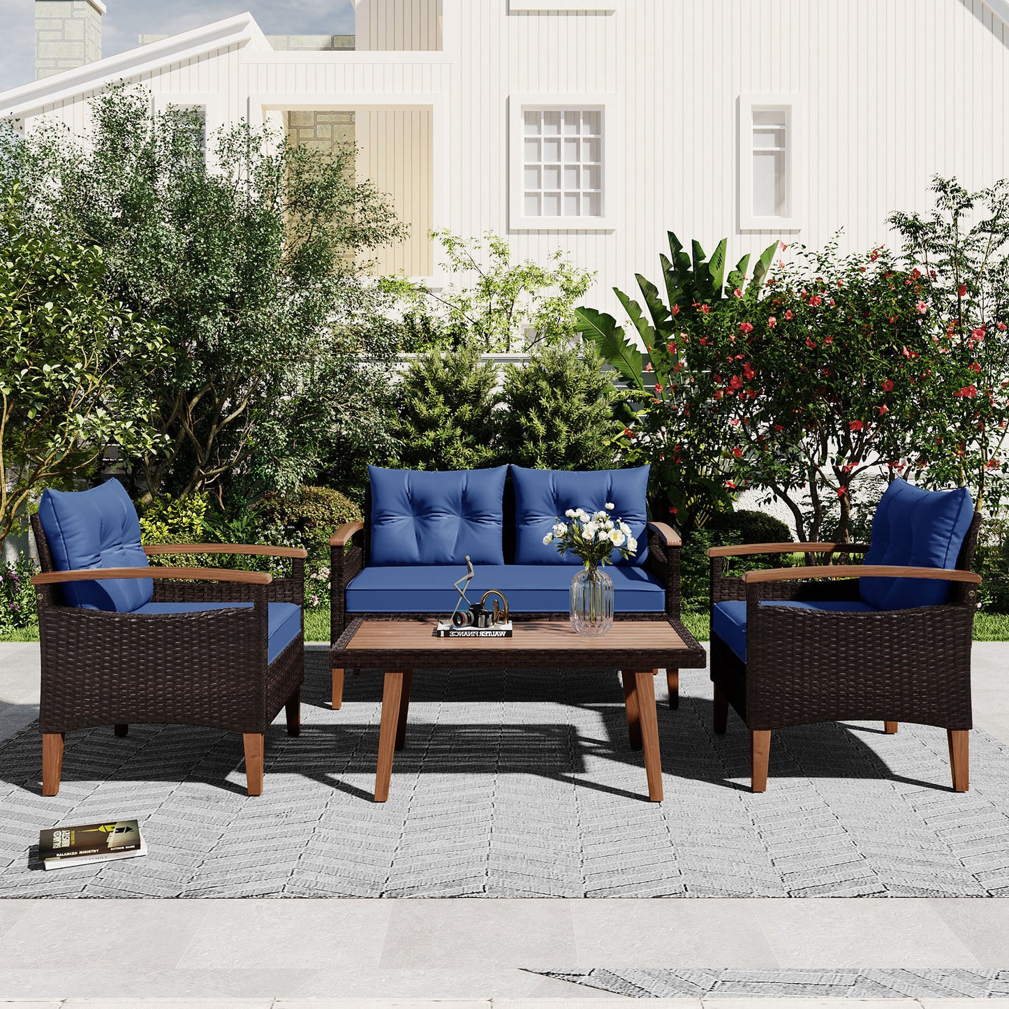 GO 4 Pc Outdoor Patio Seating Set - Blue