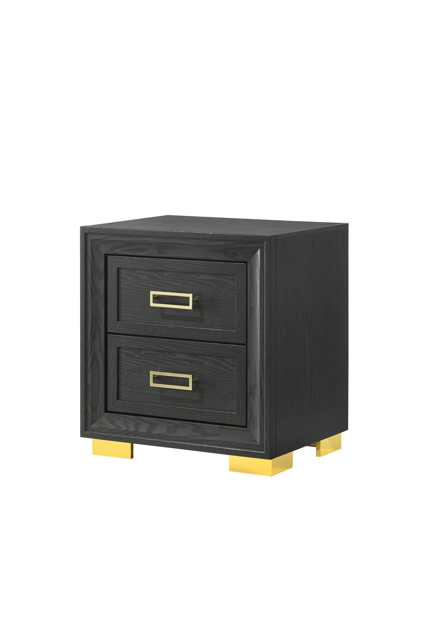 Mystic One Modern Glam Style 2-Drawer Nightstand - Black /Gold