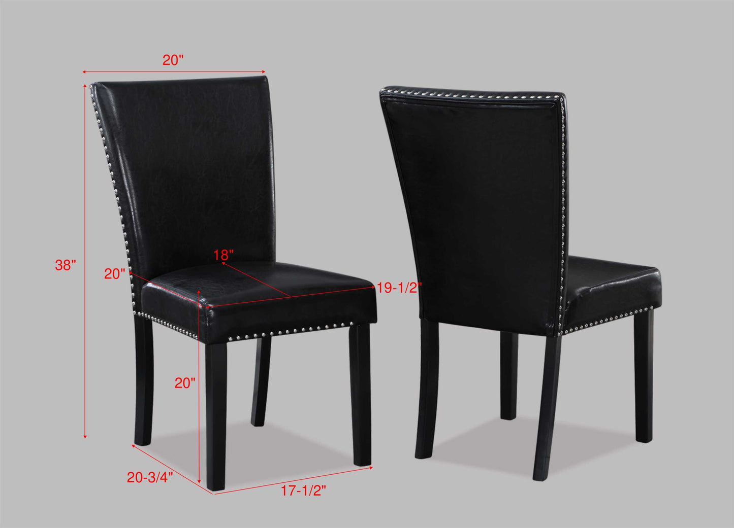 Webster Nailhead Trim Dining Chair (Set of 2) - Black