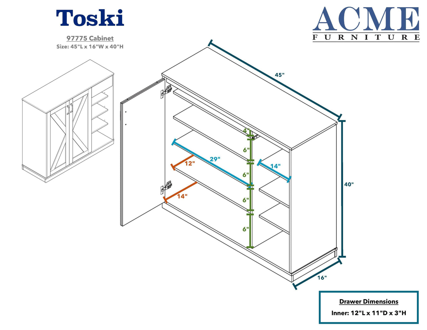 Toski Cabinet - Gray