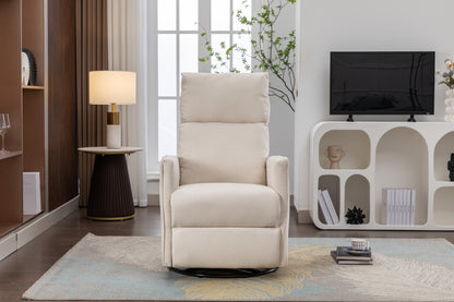 Cotton Linen Fabric Swivel Rocking Chair - Beige