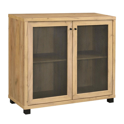 Tasha Golden Oak Accent Cabinet with Mesh Door