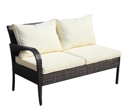 Berna 4 Pc Outdoor Patio Wicker Ratten Sofa Set - Brown