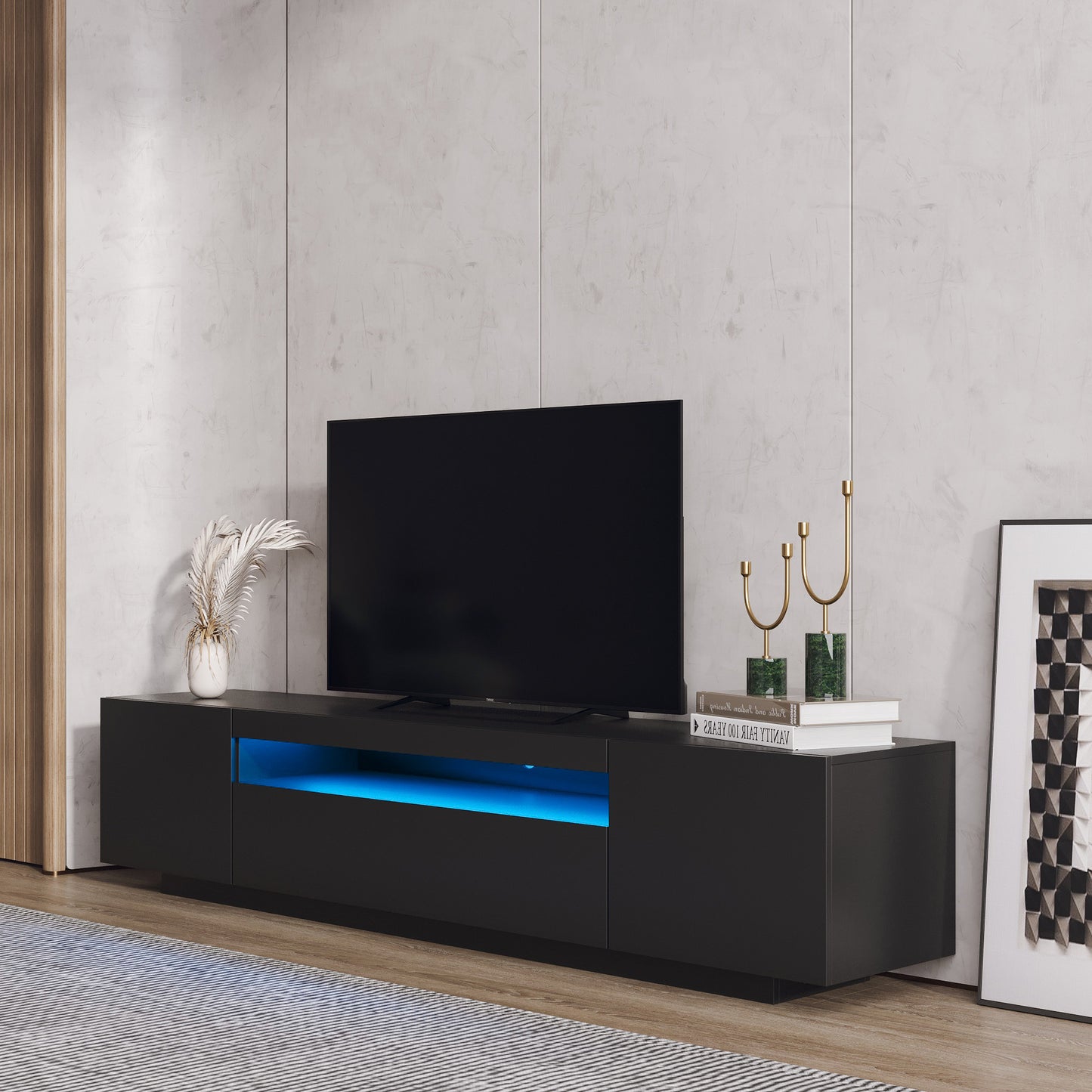 Ozzie TV Stand with LED Lights - Black