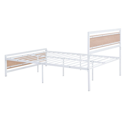 Quasar Full Size Metal and Wood Platform Bed - White