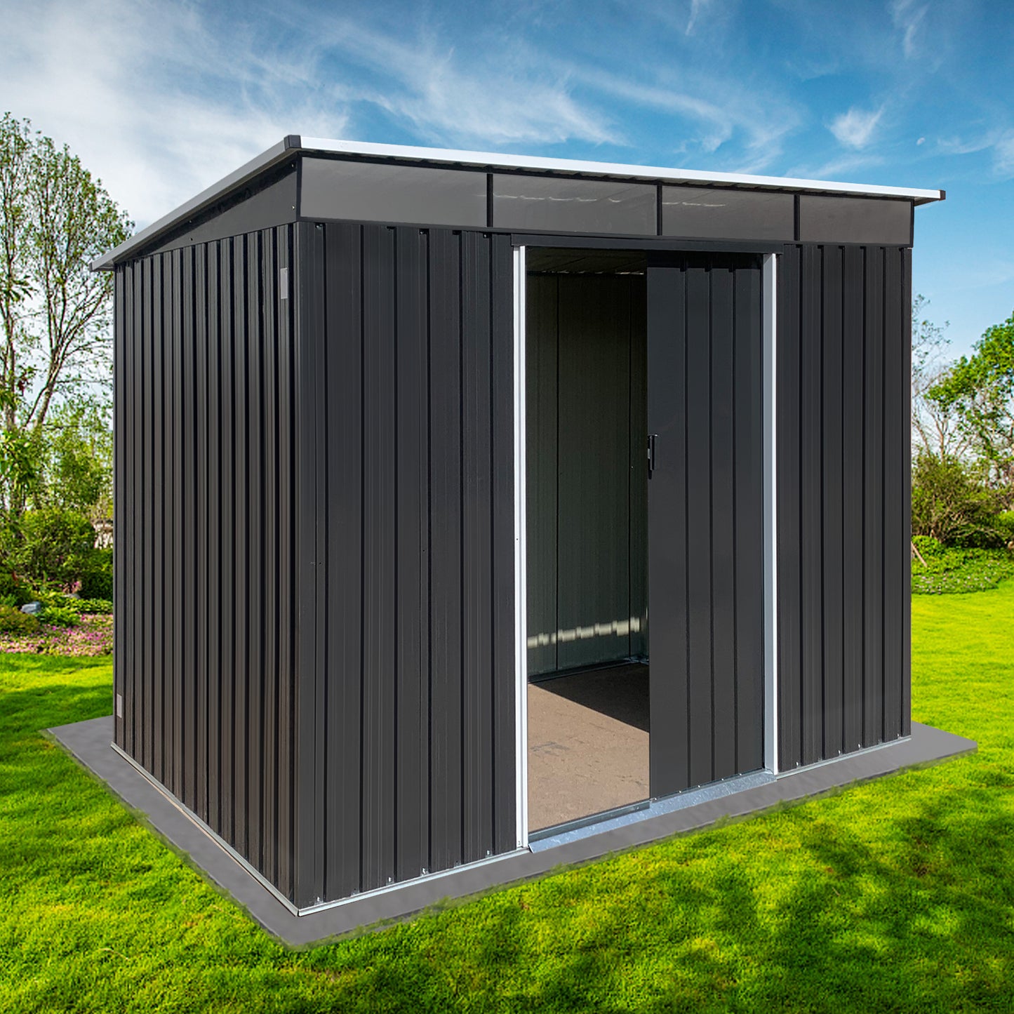 Morton 6 X 8 ft Metal Garden Sheds Outdoor Storage - Black