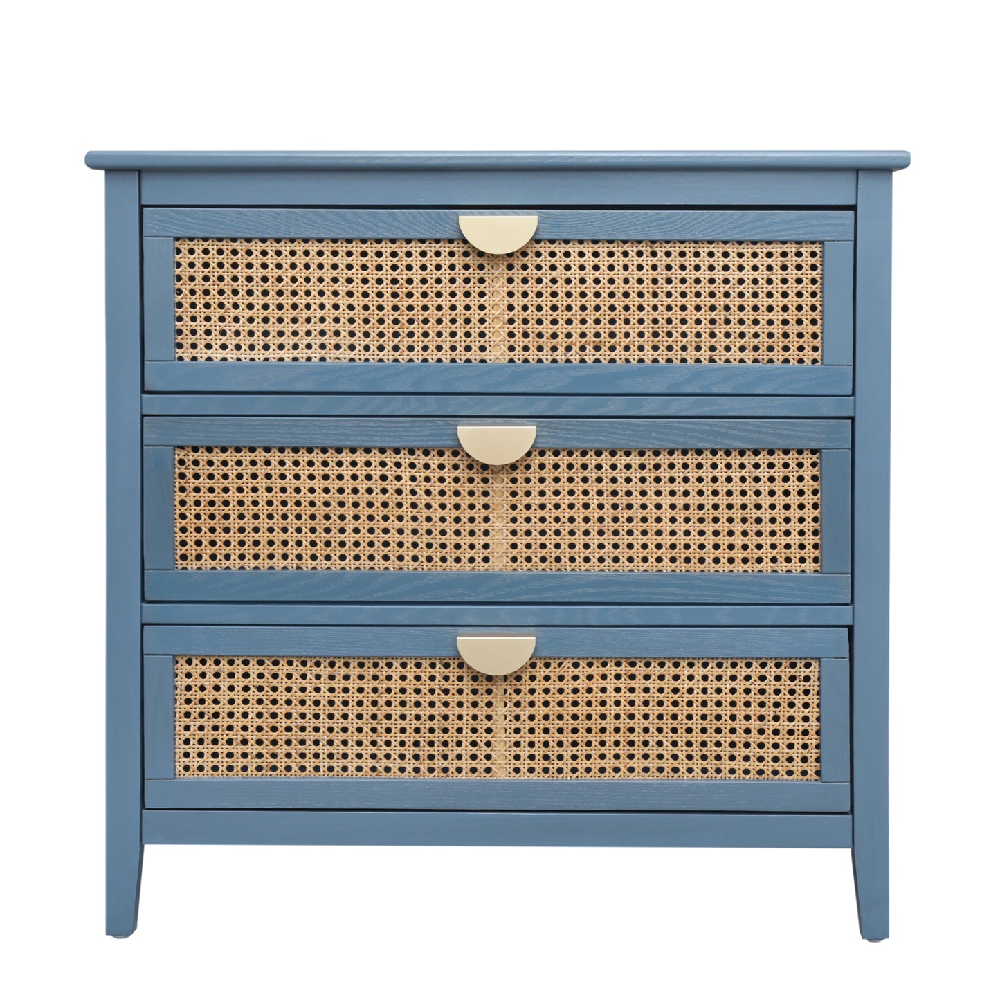 Valerie Natural Rattan 3 Drawer Cabinet - Blue